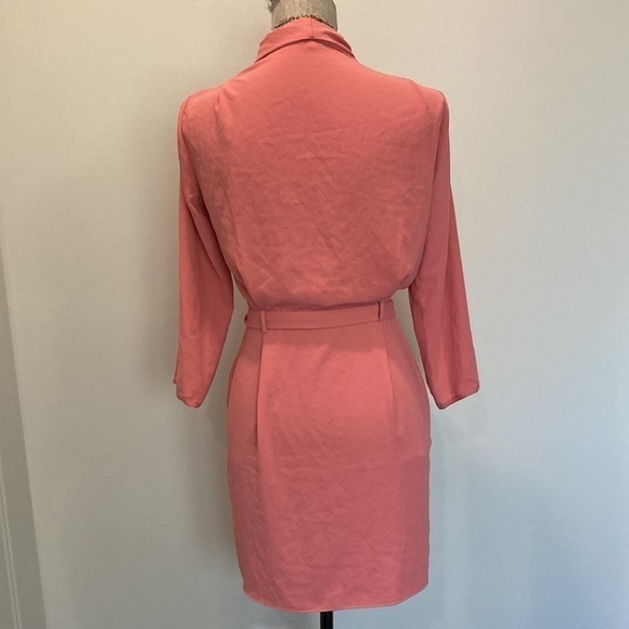 Aritzia Wilfred Wrap Dress Belted Mini Franca Coral Pink Long Sleeve - Picture 7 of 10